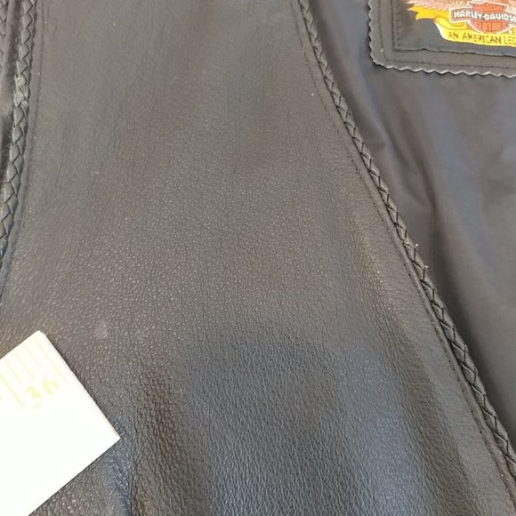 Women's Large L Harley-Davidson Leather Vest Braided Leather Edges Embroidered - Picture 7 of 9